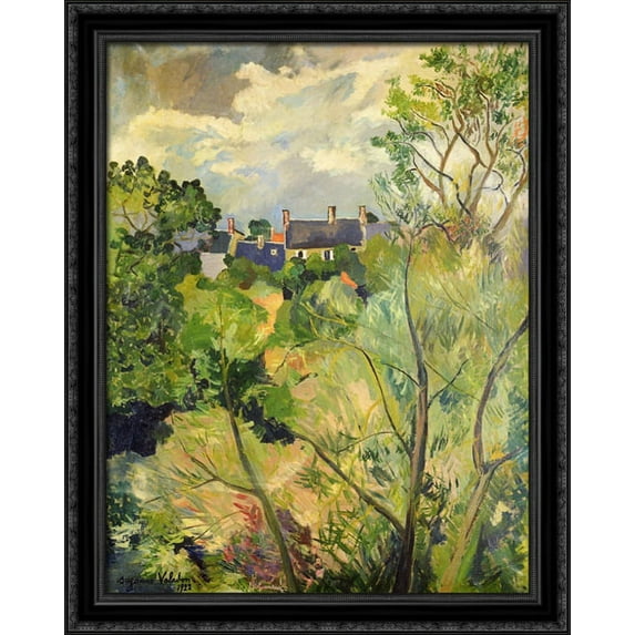 View from My Window in Genets (Brittany) 28x36 Large Black Ornate Wood Framed Canvas Art by Suzanne Valadon