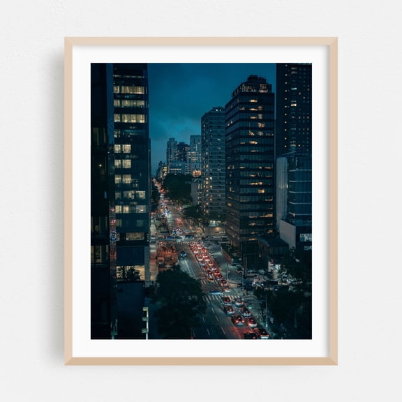 View from Queensboro Bridge, Manhattan - Manhattan New York Photography Oak Framed Wall Art Print 24 x 30 inches