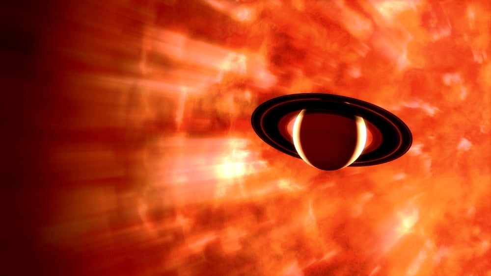 View from Saturn if our Sun were replaced by VY Canis Majoris Canvas Art - Rhys TaylorStocktrek Images (38 x 22)