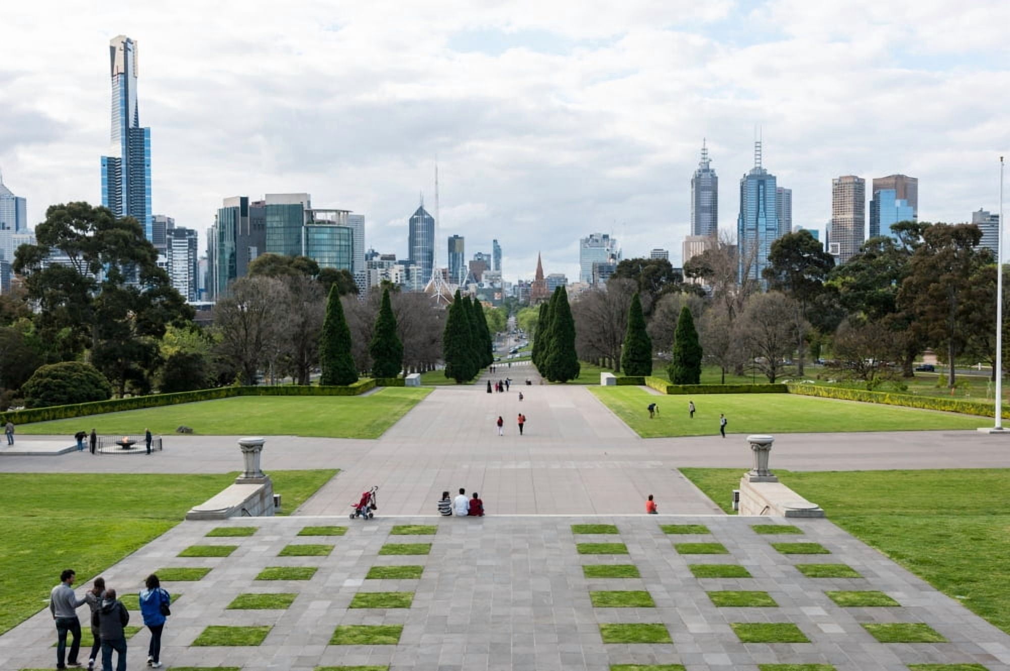 View from Shrine of Remembrance in Albert Park towards downtown Melbourne Victoria Australia Canvas Art - Panoramic Images (27 x 9)