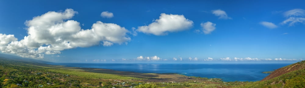 View from South Kona with Mauna Loa Kealakekua Bay Captain Cook Hawaii USA Canvas Art - Panoramic Images (6 x 20)