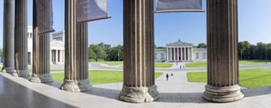 View from Staatliche Antikensammlung to the Propylaeen and Glyptothek Koenigsplatz Munich Bavaria Germany Canvas Art - Panoramic Images (30 x 12)