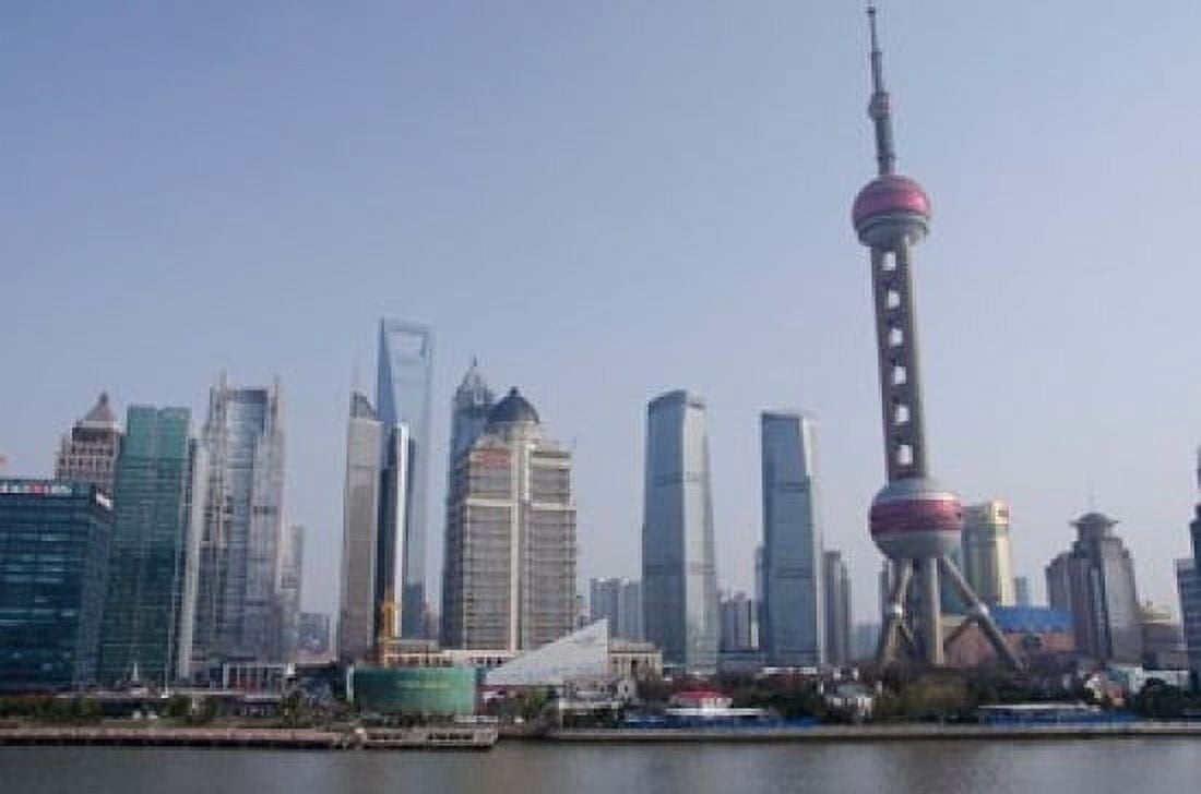 View from The Bund of the modern Pudong area Shanghai China Canvas Art - Cindy Miller Hopkins DanitaDelimont (16 x 11)