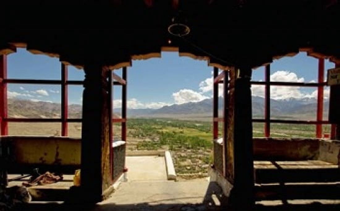 View from arched doorway Gompas And Chortens Ladakh India Canvas Art - Jaina Mishra DanitaDelimont (36 x 24)
