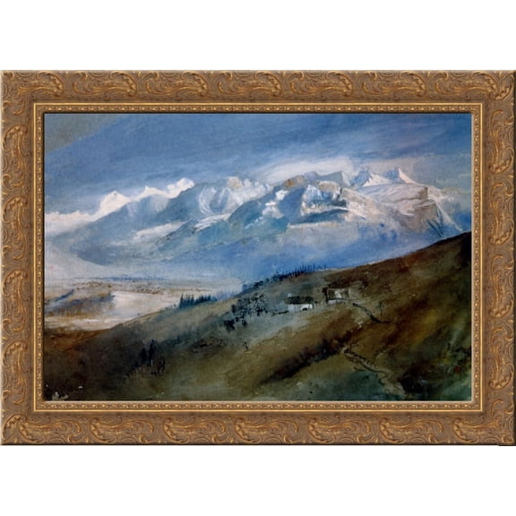 View from my Window at Mornex 24x18 Gold Ornate Wood Framed Canvas Art by John Ruskin