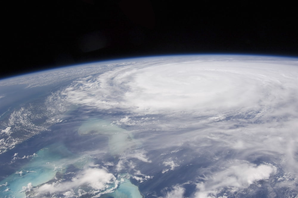 View from space of Hurricane Irene Canvas Art - Stocktrek Images (34 x 23)