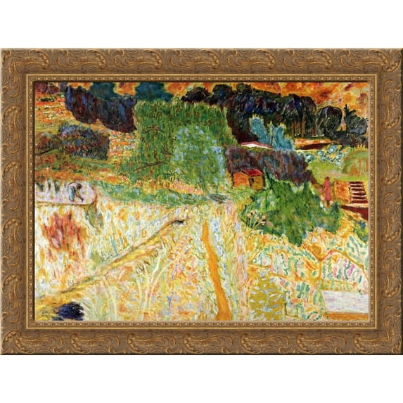 View from the Artist's Studio, Le Cannet 24x20 Gold Ornate Wood Framed Canvas Art by Bonnard, Pierre