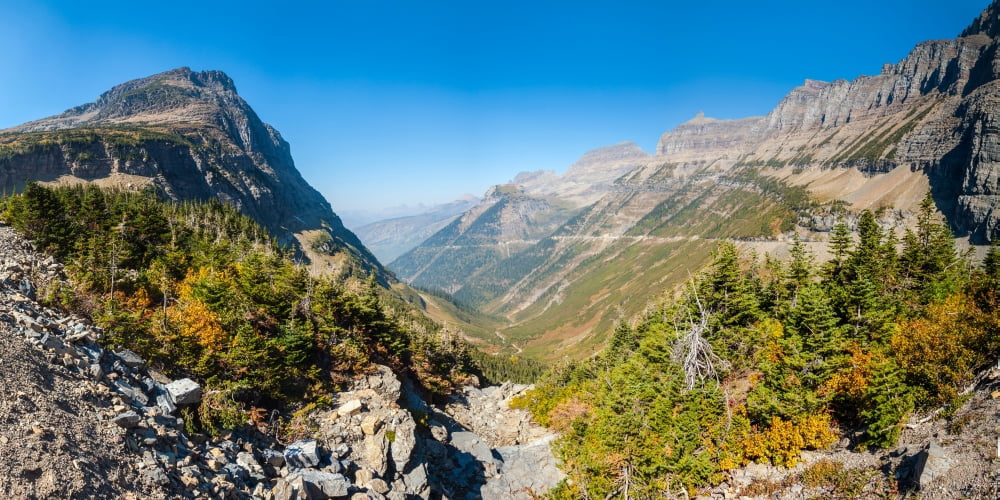 View from the Going-to-the-Sun Road Glacier National Park Montana USA Canvas Art - Panoramic Images (9 x 27)