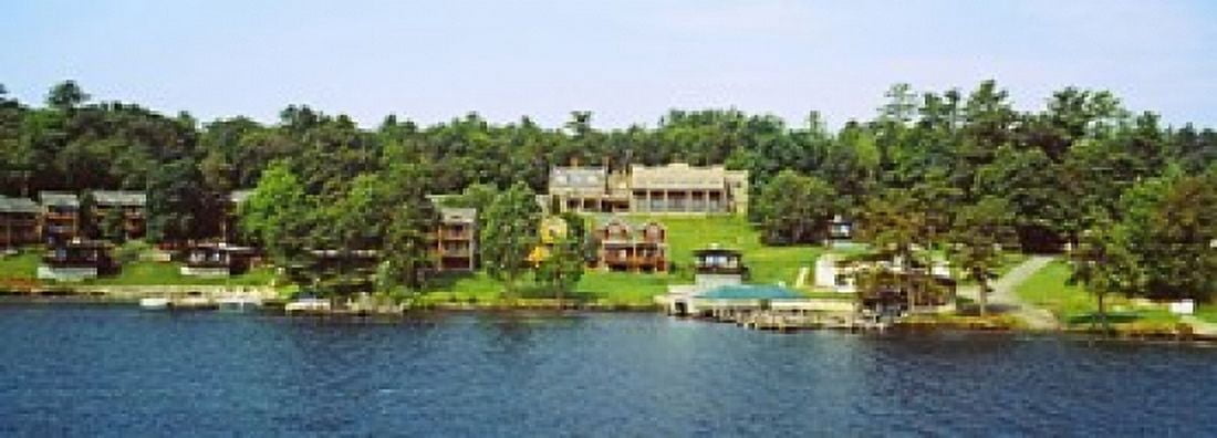 View from the Minne Ha Ha Steamboat Lake George New York State USA Canvas Art - Panoramic Images (36 x 13)
