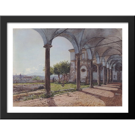 View from the Monastery of Sant 'Onofrio in Rome 38x28 Large Black Wood Framed Print Art by Rudolf von Alt