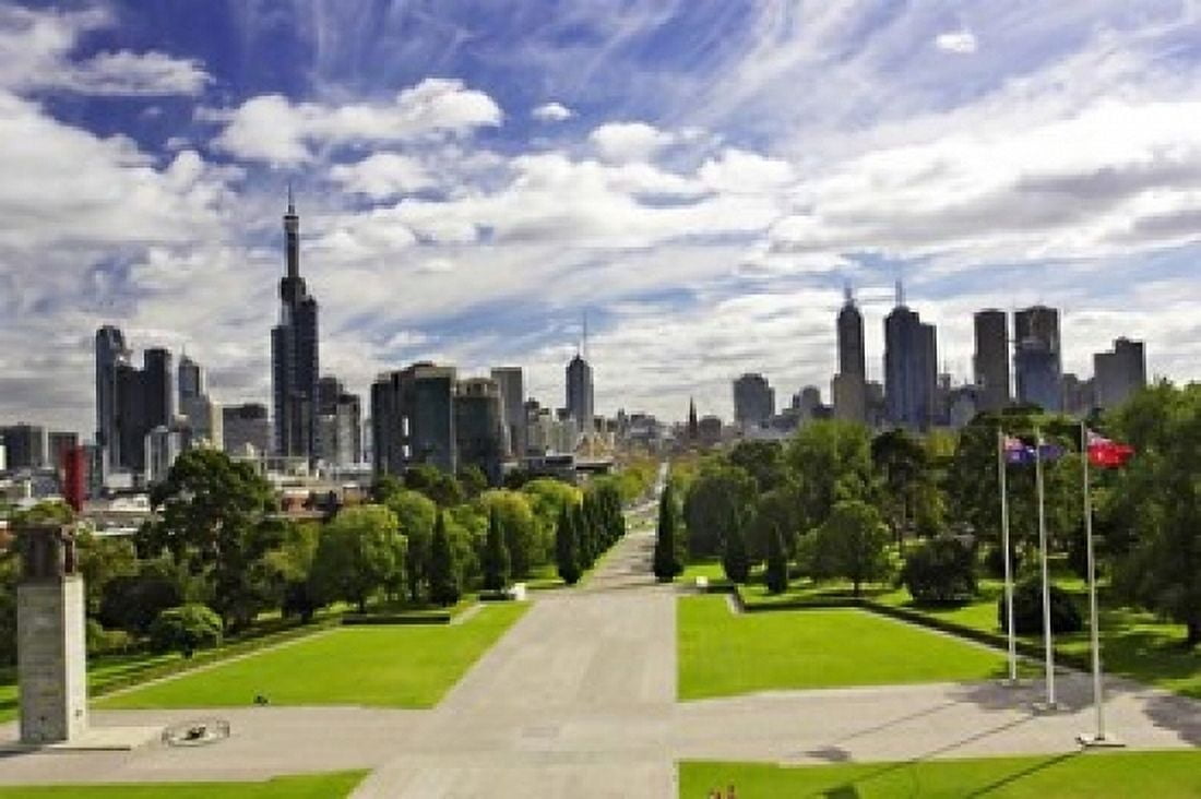 View from the Shrine of Remembrance Melbourne Victoria Australia Canvas Art - David Wall DanitaDelimont (36 x 24)