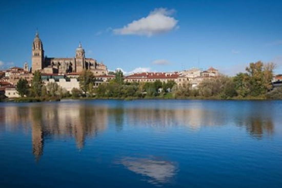 View from the Tormes River Salamanca Spain Canvas Art - Walter Bibikow DanitaDelimont (38 x 25)