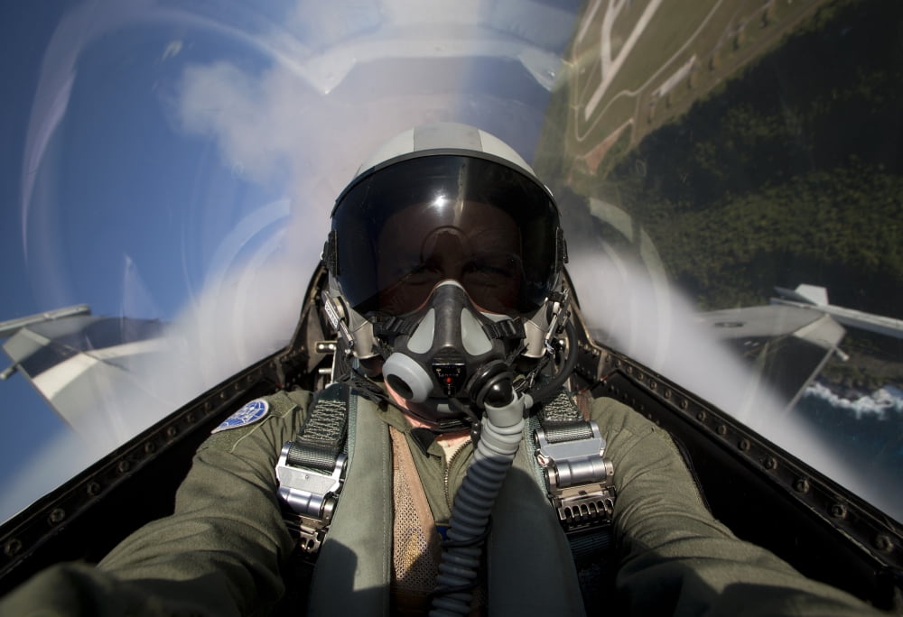 View from the cockpit of an F-16 Block 30 pulling Gs Canvas Art - HIGH-G ProductionsStocktrek Images (18 x 12)