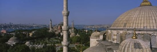 View of a mosque St Sophia Hagia Sophia Mosque of Sultan Ahmet I Blue Mosque Sultanahmet District Istanbul Turkey Canvas Art - Panoramic Images (36 x 12)