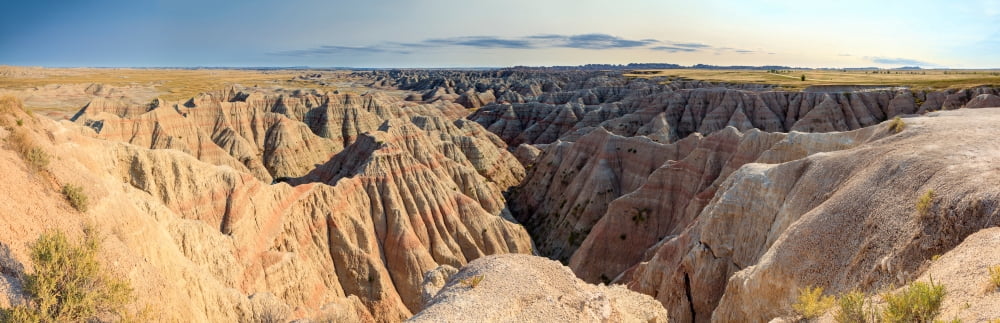 View of Badlands National Park South Dakota USA Canvas Art - Panoramic Images (36 x 12)