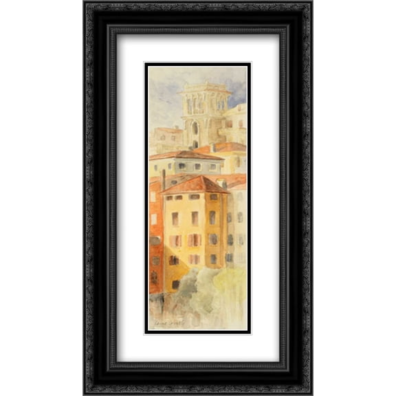 View of Bassana del Grappa 2x Matted 14x24 Black Ornate Framed Art Print by Loreth, Lanie