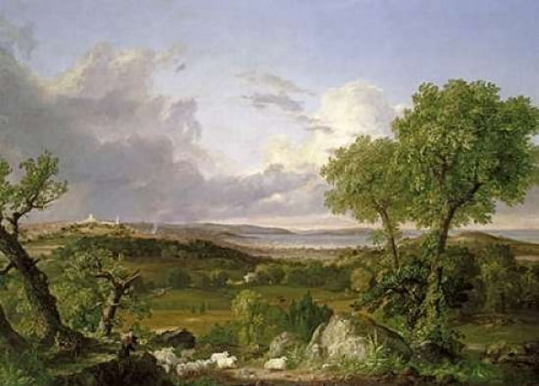 View of Boston Canvas Art - Thomas Cole (20 x 28)