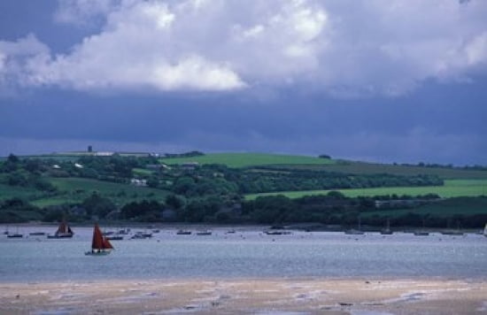 View of Camel River from Padstow Cornwall England Canvas Art - Nik Wheeler DanitaDelimont (35 x 23)