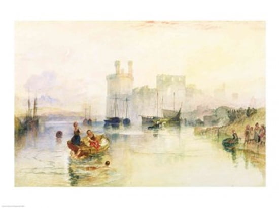 View of Carnarvon Castle Canvas Art - JMW Turner (24 x 18)