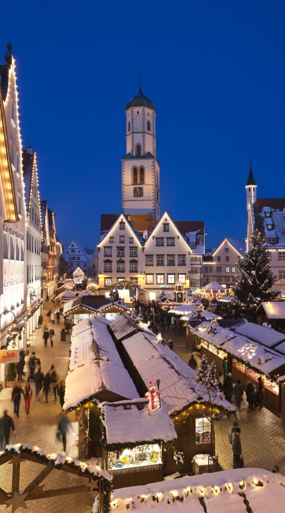 View of Christmas fair at St Martins Church Biberach an der Riss Upper Swabia Baden-Wurttemberg Germany Canvas Art - Panoramic Images (24 x 14)