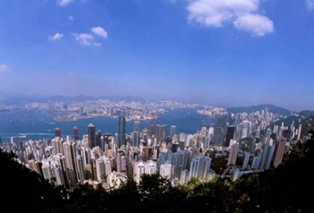 View of City from Victoria Peak Hong Kong China Canvas Art - Bill Bachmann DanitaDelimont (35 x 24)