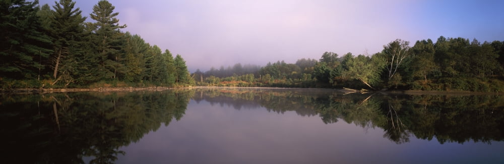 View of Connecticut River at morning Dalton New Hampshire USA Canvas Art - Panoramic Images (6 x 18)