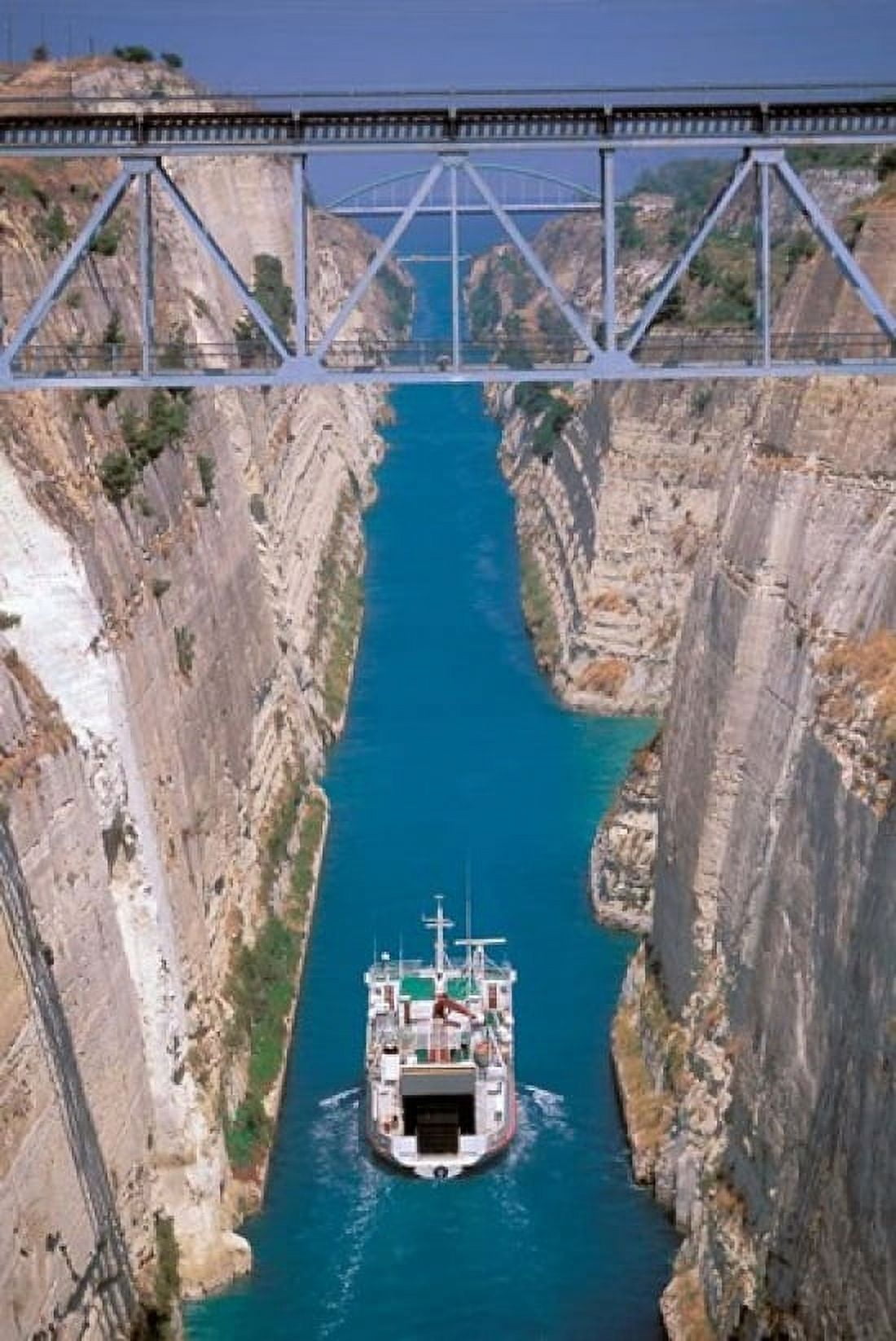 View of Corinth Canal Corinthia Corinth Peloponnese Greece Canvas Art - Walter Bibikow DanitaDelimont (24 x 35)