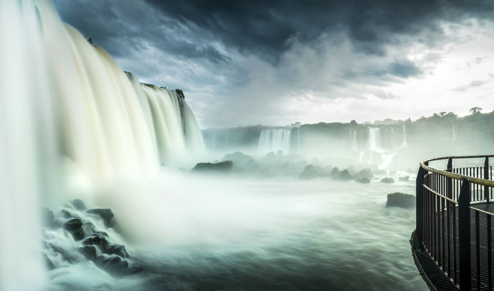 View of Devils Throat falls Iguacu Falls Iguacu National Park Brazil Canvas Art - Panoramic Images (36 x 12)