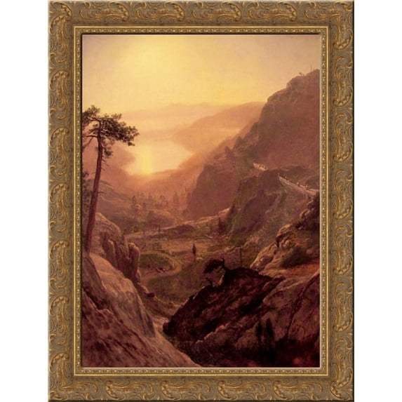 View of Donner Lake California 20x24 Gold Ornate Wood Framed Canvas Art by Bierstadt, Albert