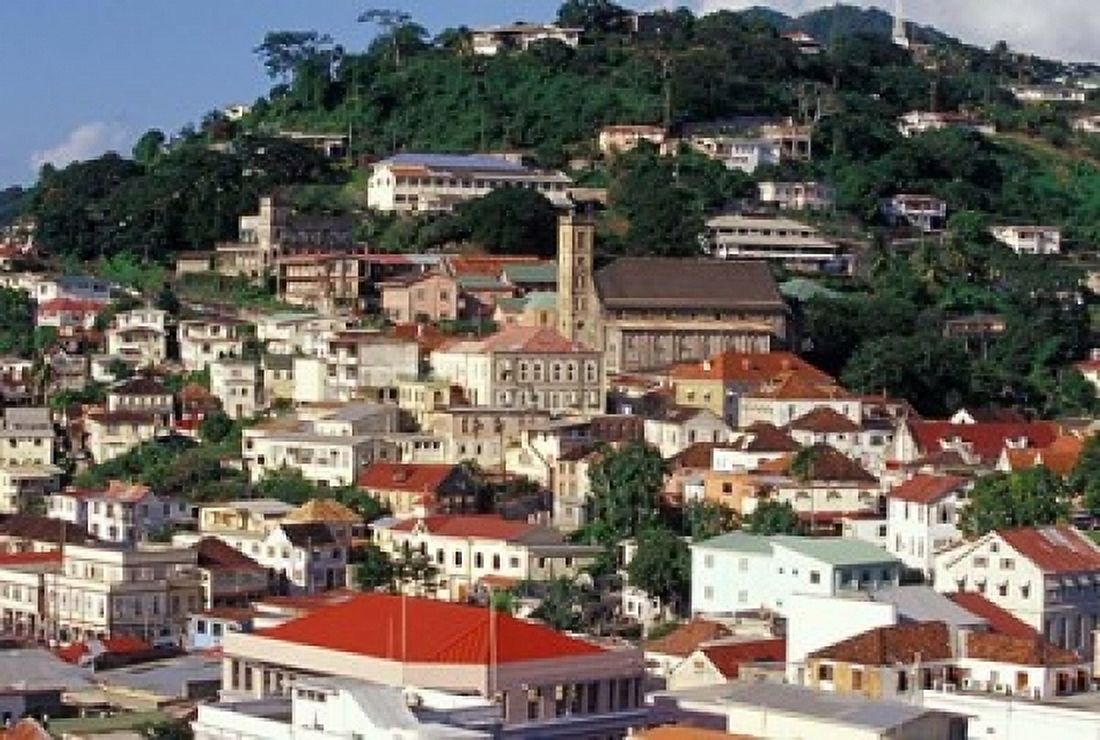 View of Downtown St George Grenada Caribbean Canvas Art - Greg Johnston DanitaDelimont (36 x 24)
