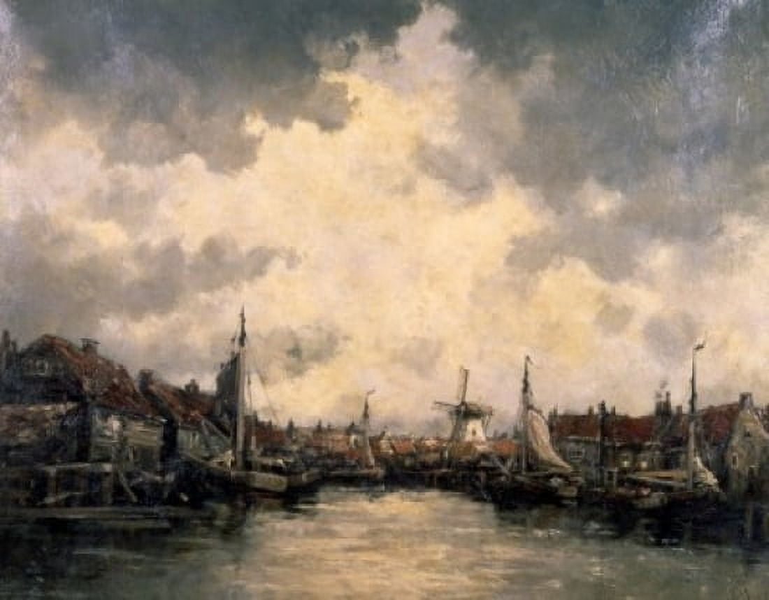 View of Dutch Harbor Town by Johannes Hermanus Koekkoek II 1836-1909 Canvas Art - Johannes Hermanus Koekkoek II (24 x 36)