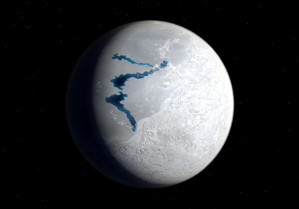 View of Earth 650 million years ago during the Marinoan glaciation Canvas Art - Walter MyersStocktrek Images (34 x 24)