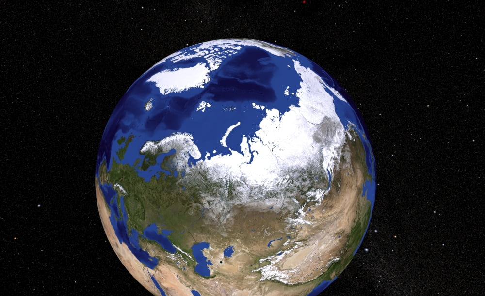 View of Earth showing the Arctic region Canvas Art - Stocktrek Images (36 x 22)