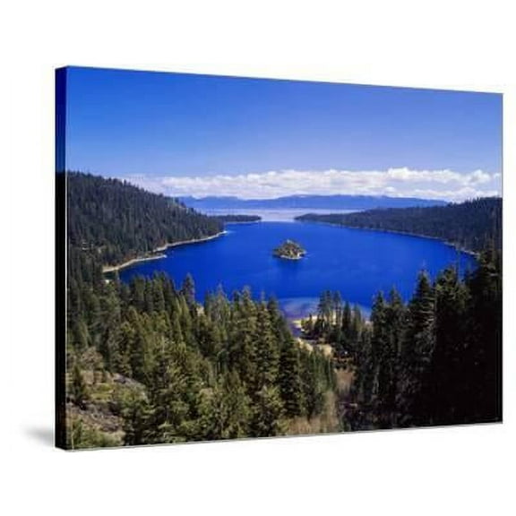 View of Emerald Bay in Lake Tahoe, California, USA, Botanical Scenic Stretched Canvas Wall Art by Adam Jones Sold by ArtCom