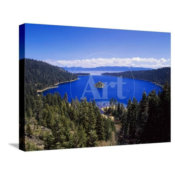 View of Emerald Bay in Lake Tahoe, California, USA, Botanical Scenic Stretched Canvas Wall Art by Adam Jones Sold by ArtCom