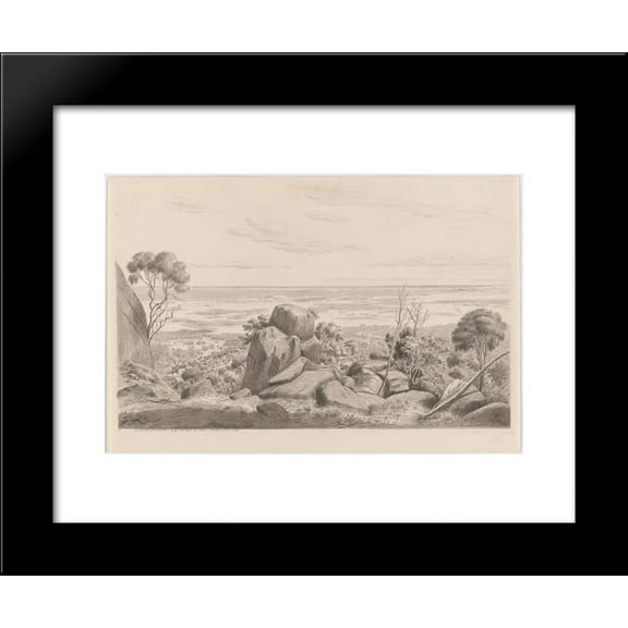 View of Geelong, the Corio Bay and Indented Heads from the southern declivity of Station Peak 20x24 Framed Art Print by Eugene von Guerard