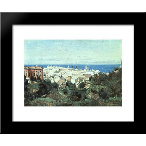 View of Genoa 20x24 Framed Art Print by Camille Corot