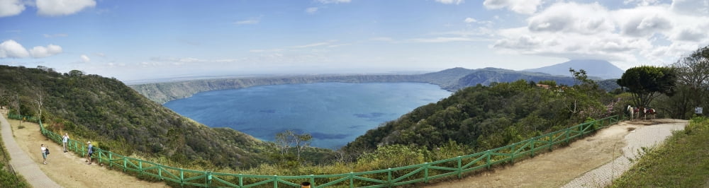 View of Laguna de Apoyo from the village of Catarina Nicaragua Canvas Art - Panoramic Images (27 x 9)