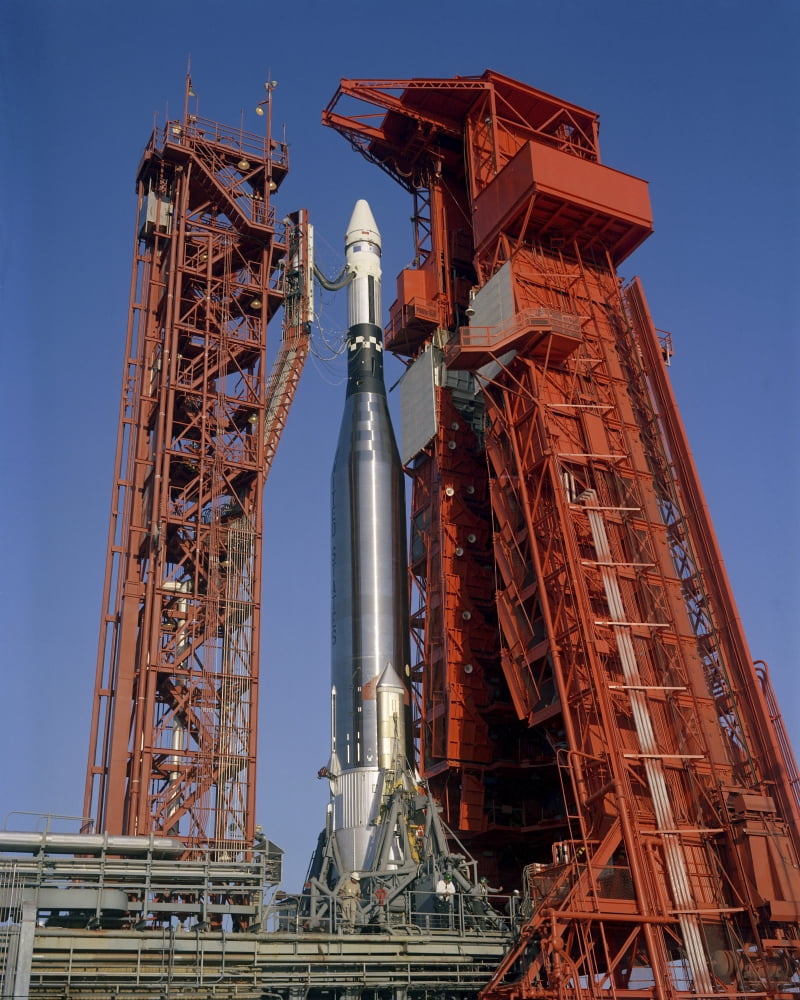 View of Launch Pad 14 during prelaunch operations for the AtlasAgena Canvas Art - Stocktrek Images (26 x 32)