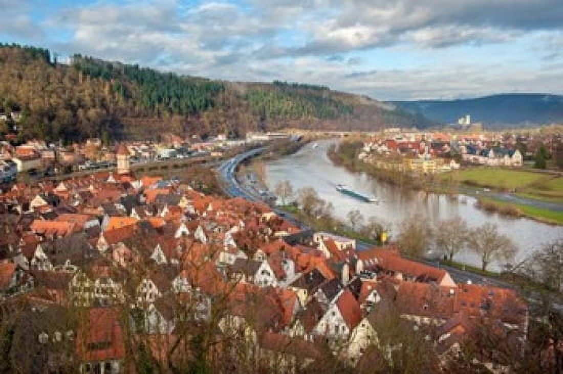 View of Main River and Wertheim Germany in winter Canvas Art - Lisa S Engelbrecht DanitaDelimont (22 x 15)