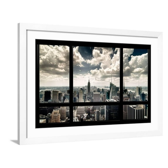 Art.com View of Manhattan, New York from Window Photographic Print by Steve Kelley, White Frame Wall Art, 44" x 32"
