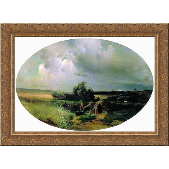 View of Moscow from Mazilova 24x18 Gold Ornate Wood Framed Canvas Art by Aleksey Savrasov