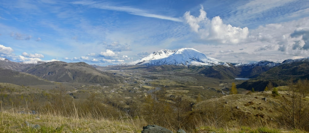 View of Mount St Helens with dramatic sky Skamania County Washington State USA Canvas Art - Panoramic Images (27 x 9)