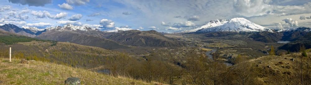 View of Mount St Helens with dramatic sky Skamania County Washington State USA Canvas Art - Panoramic Images (44 x 12)