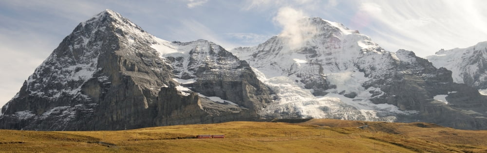 View of Mt Eiger and Mt Monch Kleine Scheidegg Bernese Oberland Bern Switzerland Canvas Art - Panoramic Images (36 x 12)