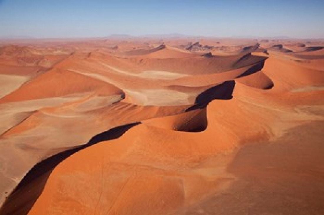 View of Namib Desert sand dunes Namib-Naukluft Park Sossusvlei Namibia Africa Canvas Art - Jaynes Gallery DanitaDelimont (34 x 23)