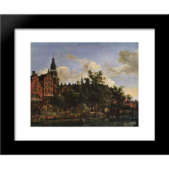 View of Oudezijds Voorburgwal with the Oude Kerk in Amsterdam 20x24 Framed Art Print by Adriaen van de Velde