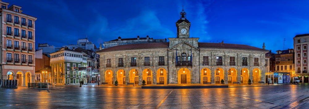 View of Plaza de Espana of Aviles Asturias Spain Canvas Art - Panoramic Images (13 x 36)