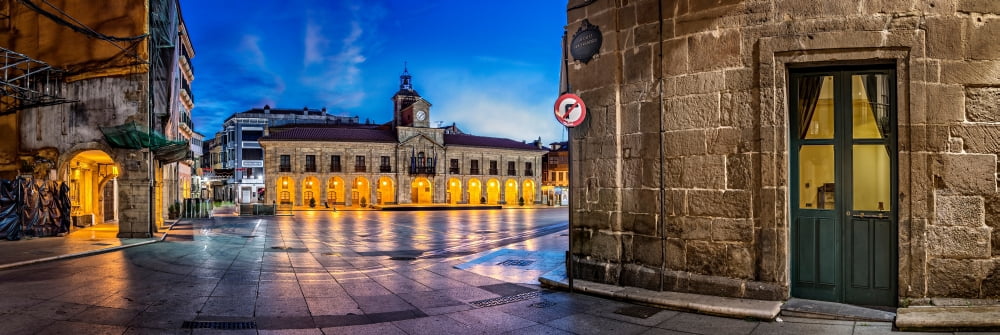 View of Plaza de Espana of Aviles Asturias Spain Canvas Art - Panoramic Images (6 x 18)