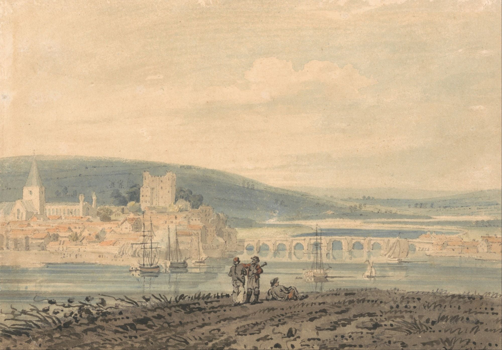 View of Rochester 1791 Canvas Art - Thomas Girtin (24 x 36)